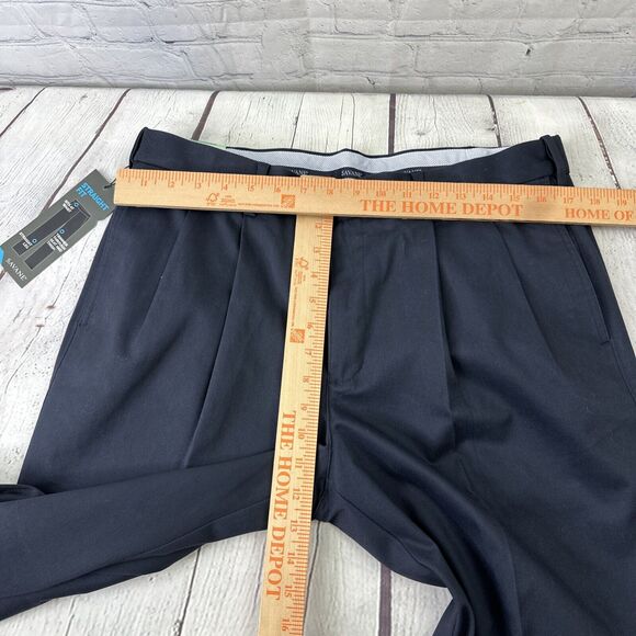 Savane Mens The Ultimate Performance Chino‎ Navy 34W / 29L Pleated Pants NWT - Picture 8 of 10